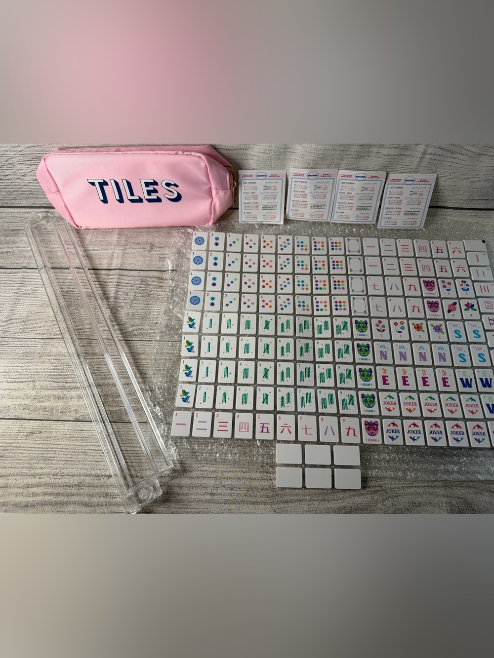 Tiles Pink Mahjong Set with Carry Pouch - Unbranded